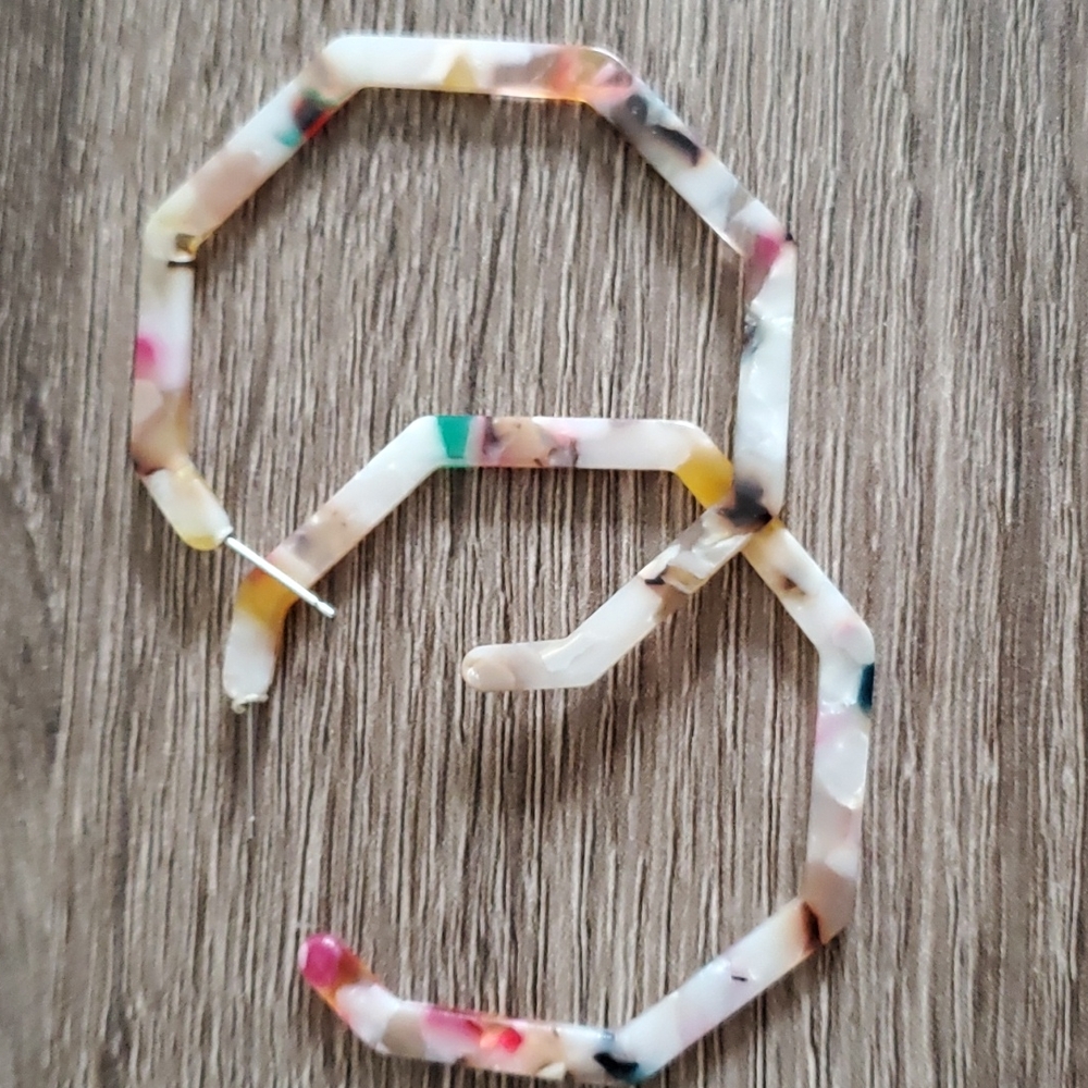 Multi Color Acrylic Hoop Earrings - Picture 3 of 3